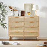 Bellemave® 8 Double Dresser with Rattan Drawers - Bellemave